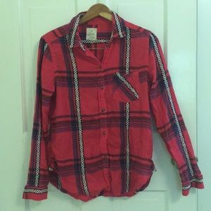 AEO Vintage Boyfriend Plaid Embroidered EUC